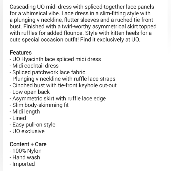 UO Hyacinth Green Ruffled Lace Spliced Midi Dress - Picture 6 of 16